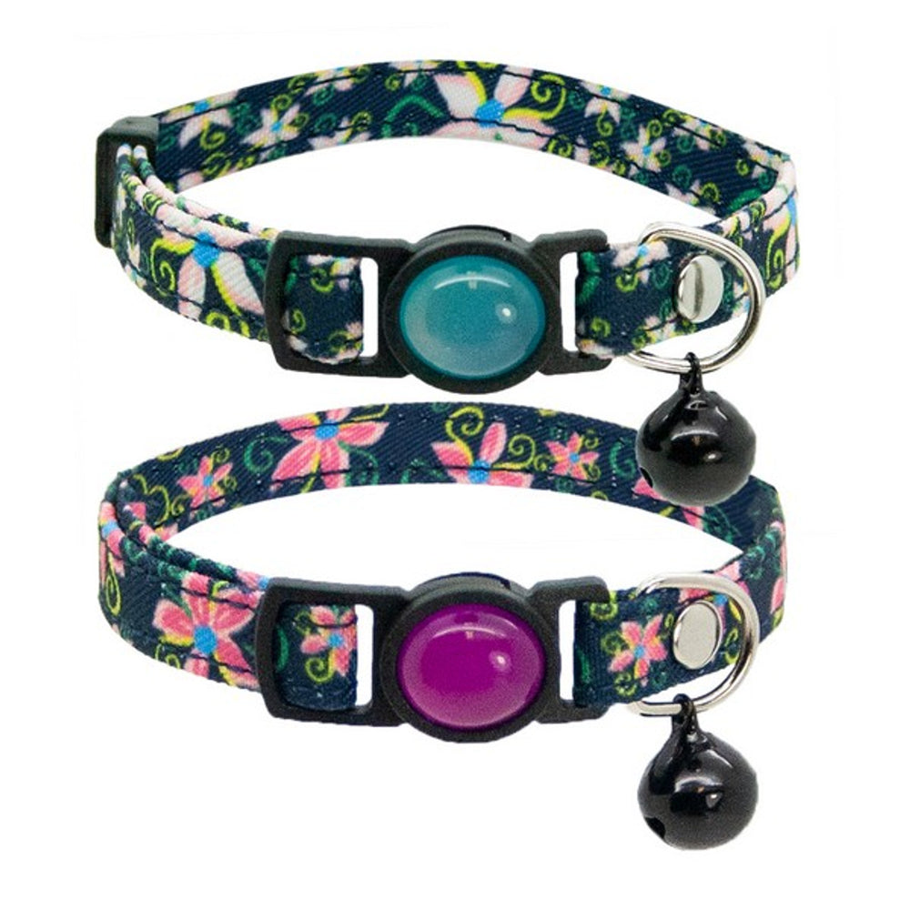 Cat Circus Collar - Jewelled Floral Denim